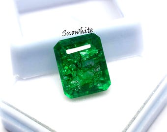 Exquise émeraude verte naturelle certifiée de 9,50 carats, taille émeraude, pierres précieuses en vrac de haute qualité, pierre de qualité bijoux pour bagues et collectionneurs