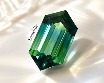 Tourmaline naturelle indicolite du Mozambique, 34 carats, vert bleu, bicolore, coupe hexagonale, certifiée rare, pierre précieuse en vrac, pierre d'investissement pour bijoux fins