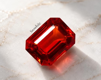 Saphir orange naturel de 31 carats, taille émeraude, certifié, pierre précieuse en vrac, rare, orange fougueux, qualité collection, luxe, déclaration, bijou, bijou