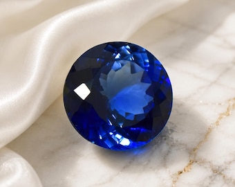 Saphir bleu naturel de 23 carats, taille ronde, certifié, pierres précieuses en vrac certifiées, saphir bleu profond de haute qualité pour la fabrication de bijoux de luxe, qualité collection