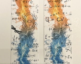 Physics & Engineering Bookmark – Lightning Effect with Electromagnetism Equations | Perfect Graduation Gift for STEM Students