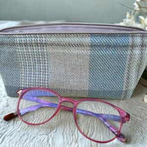 Checked Makeup Bag - Handmade Cosmetic Pouch - Cotton Toiletry Bag - Travel Zipper Bag - Gift for Her - UK Seller