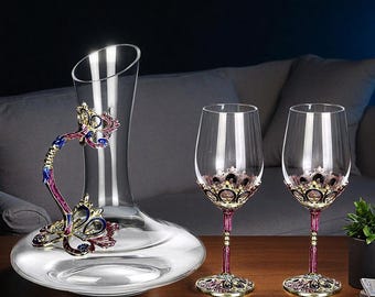 Vintage Enamel Wine Glasses, Creative Crown Wine Glasses, Goblets, Red Wine Glass, Vintage Decanters, Christmas Gifts, Gifts For Mom