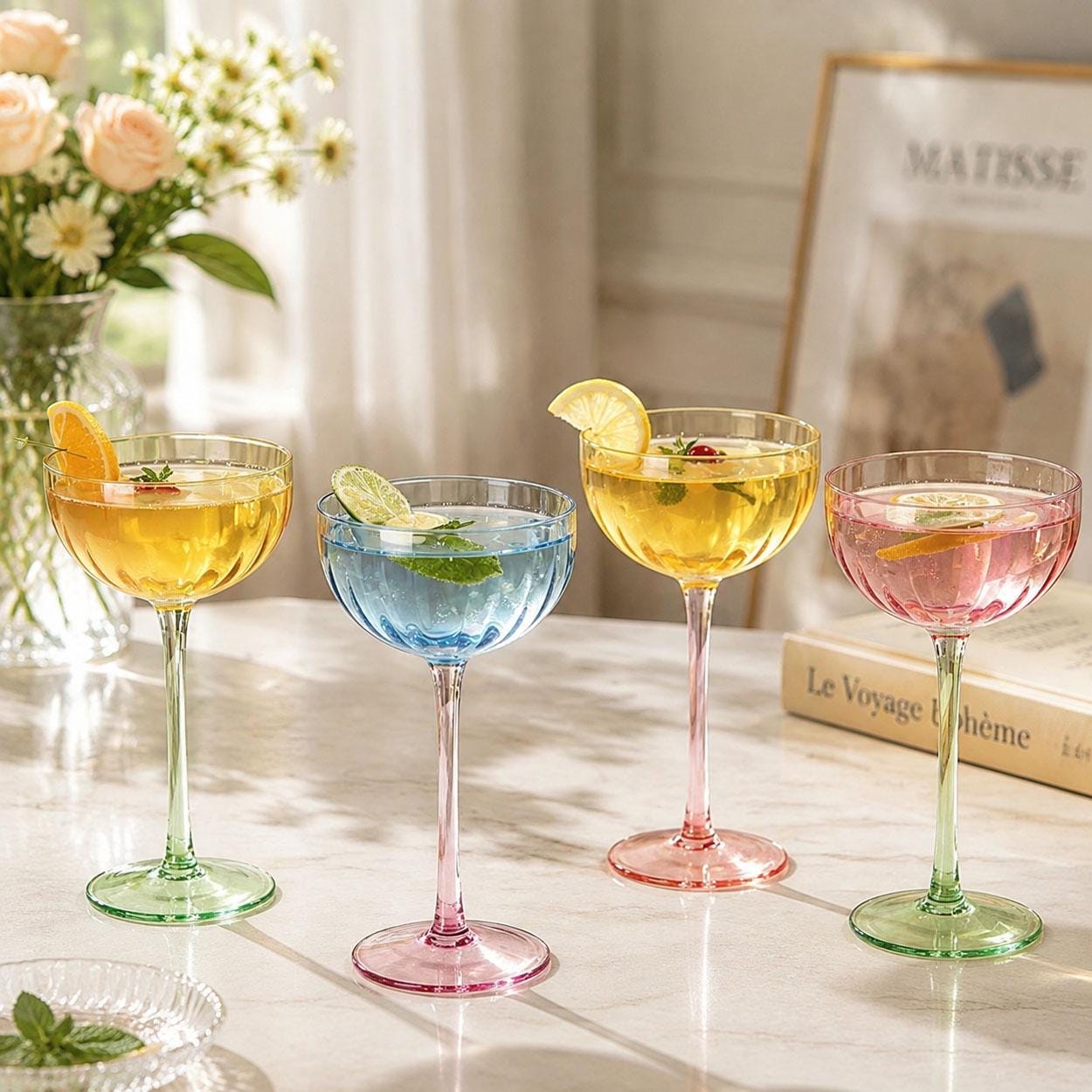Weinkelche bunt kristall glas