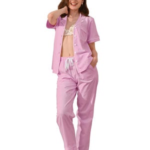Women’s 100% Cotton Pajama Set 2 Piece Loungewear – Soft Button Down Sleepwear Pants with Pockets | Summer Nightwear | Size XS–XXL