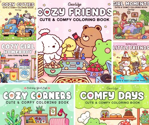 Little Cozy Corner – Printable Coloring Book PDF – Coco Wyo Style – Digital Download for Adults – Anti-Stress Art