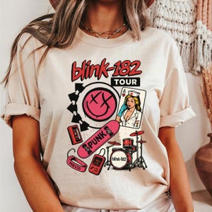 Blink 182 Shirt, Blink 182 Tour Merch, Blink 182 Rock and Roll Concert Shirt, Blink 182 Rock Shirt, Retro Smile Face Shirt