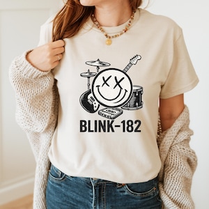 Blink 182 Shirt, Blink 182 Tour Merch, Blink 182 Rock and Roll Concert Shirt, Blink 182 Rock Shirt, Retro Smile Face Shirt