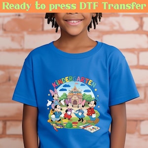 Disney Kindergarten DTF Transfer, Mickey and Minnie Mouse First Day Print, Cute Preschool Heat Press Design, Disney Character Kid&#39;s Decal