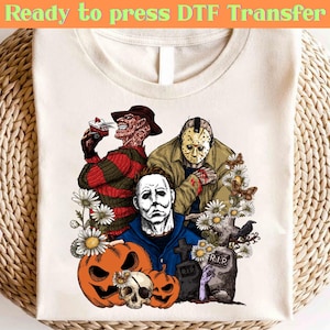 Horror Movie Icons DTF Transfer: Halloween Slasher Film Heat Press Print