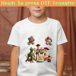 Toy Story Happy Birthday DTF Transfer, Woody Buzz Heat Press Design, Andy&#39;s Room Birthday Print, DIY Tee Decal for Kids Party, Pixar DTF