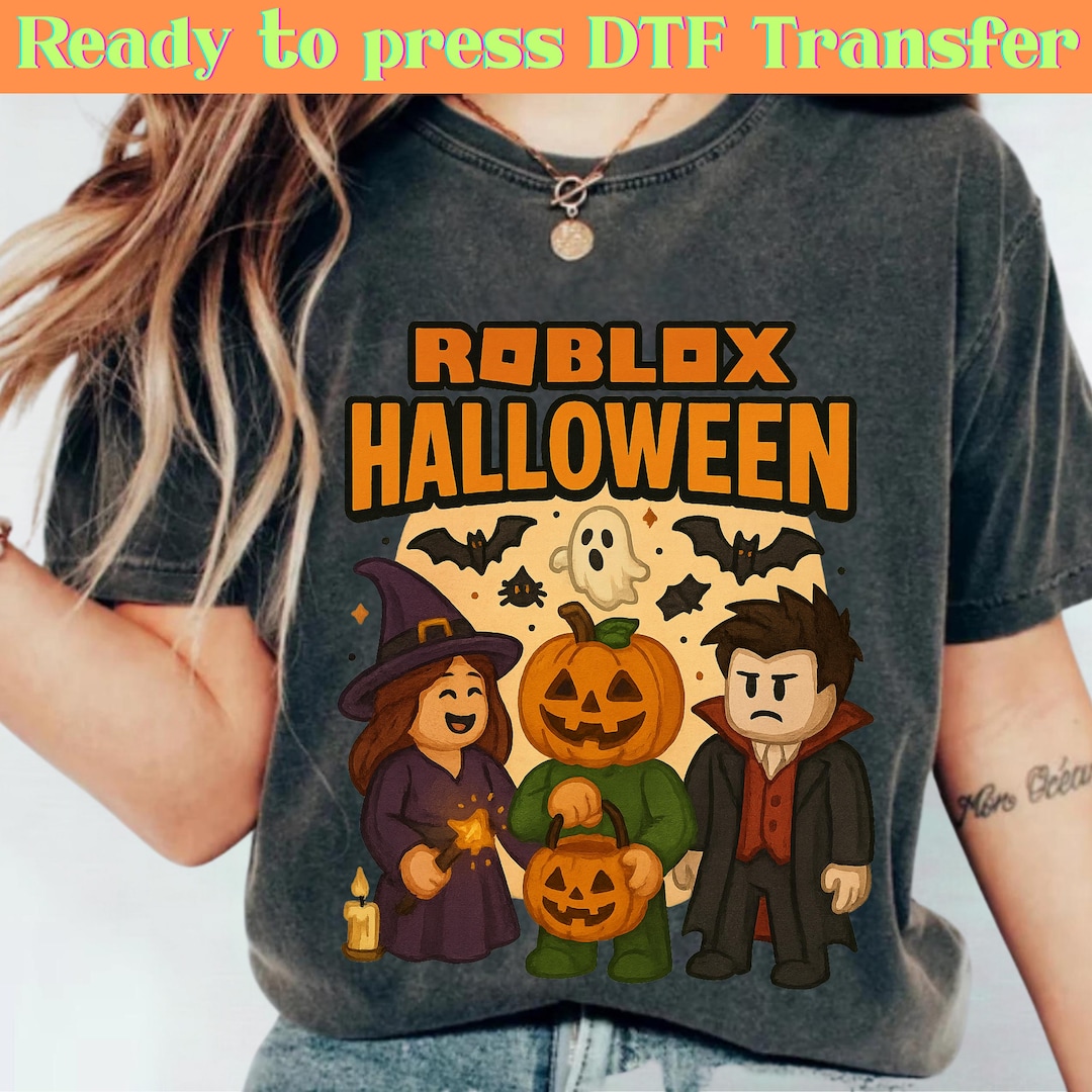 Roblox Halloween DTF Transfer Spooky Gamer Shirt For Kids Trick Or Il B2ch 