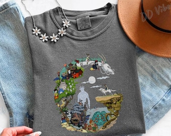 Studio Ghibli Collage Shirt | All Characters Anime Tee | Ghibli Fan Gift | My Neighbor Totoro Spirited Away Howl's Castle Apparel