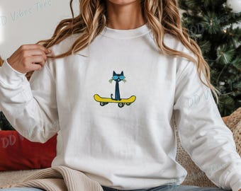 Funny Pete the Cat Skateboard Shirt | Humorous Pete The Cat Tee | Groovy Cat Lover Gift | Reading Teacher Apparel