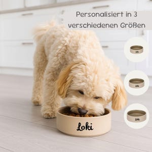 Personalized dog bowl, personalized beige food bowl, dog bowl with name, dog accessories, gift for dogs, dog mom gift