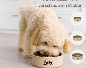 Gepersonaliseerde hondenbak, gepersonaliseerde beige voerbak, hondenbak met naam, hondenaccessoires, cadeau voor honden, cadeau voor hondenmoeders
