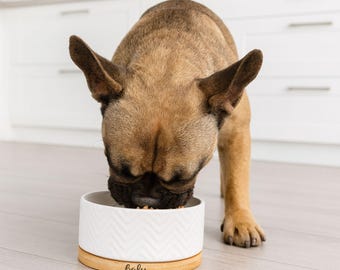 Gepersonaliseerde hondenbak, gepersonaliseerde keramische bak met bamboe, hondenaccessoires, cadeau voor honden, cadeau voor hondenmoeders