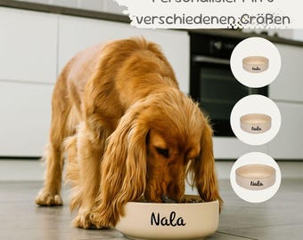 Gepersonaliseerde hondenbak, gepersonaliseerde beige voerbak, hondenbak met naam, hondenaccessoires, cadeau voor honden, cadeau voor hondenmoeders