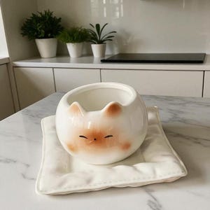 Cute Siamese Cat Ceramic Mug – Handmade Animal Coffee Cup, Creative Latte Mug, Adorable Gift for Cat Lovers & Girls