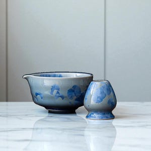 Handmade Matcha Set – Natural Flower Glaze Matcha Bowl Set – Japanese Tea Gift – Ceramic Matcha Kit – Gift for Matcha Lovers