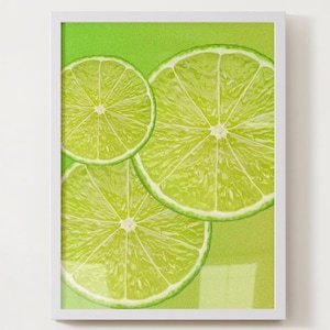 Lime Slice Wall Art - Vibrant Citrus Kitchen Print, Modern Fruit Poster, Digital Download