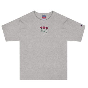 Herren-T-Shirt Rosen Bestickung