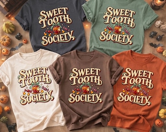 Sweet Tooth Society Shirt Halloween Candy Tee Retro Fall Comfort Colors Trick or Treat Graphic Tshirt