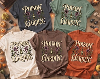 Poison Garden Shirt, Witchy Comfort Colors Tee, Retro Botanical Halloween Tee, Dark Cottagecore Gift