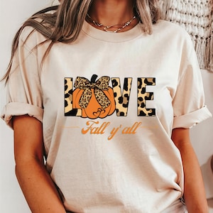 Comfort Colors Leopard Print Fall Shirt: Love Fall Y&#39;all Thanksgiving