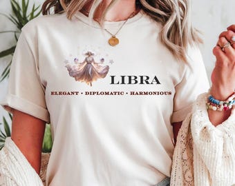 Libra Zodiac T-Shirt, Libra Gift for Women, Astrology Shirt, Horoscope Tee, Libra Birthday Gift, Star Sign Shirt, Zodiac Graphic Tee