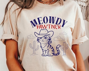 Meowdy Pawtner Cat T-Shirt: Funny Cowboy Comfort Colors Tee