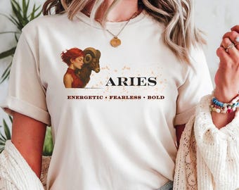 Aries Zodiac T-Shirt, Aries Gift for Women, Astrology Shirt, Horoscope Tee, Aries Birthday Gift, Aries Star Sign Shirt, Zodiac Graphic Tee