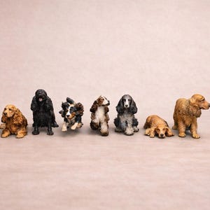 Set de STL de Cocker Spaniel - Colección de 7 poses / Figuras divertidas de perro Epagneul para impresión 3D / Lindo perro realista STL