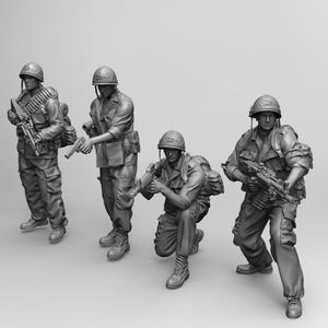 Digital STL File Set of 4 Standing Historical Military Soldier Figures | 3D Printable Diorama Miniatures for Tabletop Games & Scale Displays