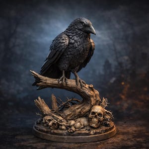 Modelo 3D de Cuervo Místico / Miniatura de fantasía oscura (Descarga STL)