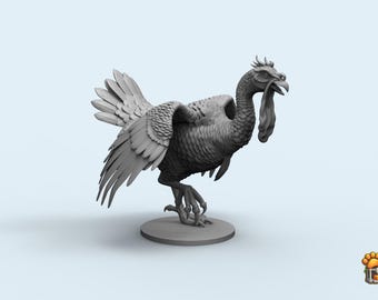 Strijd tegen Turkije-krijger STL-miniatuur | Fantasiegevecht vogelbeeldhouwwerk (digitale download)