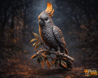 Kaketoe papegaaitak STL-model | Miniatuurbeeldje met kuifvogel (digitale download)