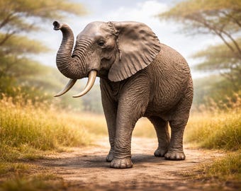 3D-afdrukbare Afrikaanse olifant STL – realistische dierenminiatuur (digitale download)