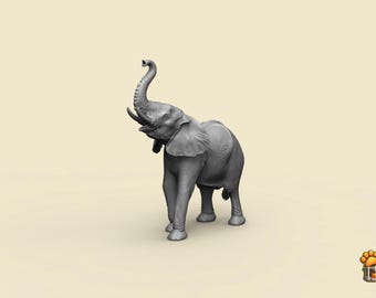 3D-afdrukbare Afrikaanse olifant STL – realistische dierenminiatuur (digitale download)