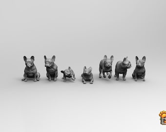 Modelos STL de Bulldog Francés para impresión 3D: Colección de 7 poses (Descarga digital)