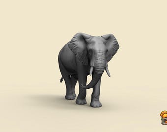 3D-afdrukbare Afrikaanse olifant STL – realistische dierenminiatuur (digitale download)