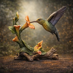 Hummingbird Flower Sculpture STL Model | 3D Printing Miniature (Digital Download)