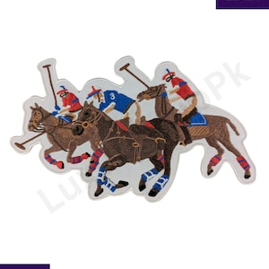 Broderad hästlapp: Stryk-på/sys-på jeansapplikation (25,5 x 21,5 cm)