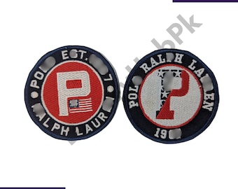 Embroidered "P" Patch: Iron-On Denim Applique (Set of 2)