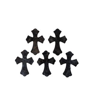 5-Piece Chr0m e Leather Heart & Punk Cross Applique Set  DIY Patches for Denim Jackets Bags