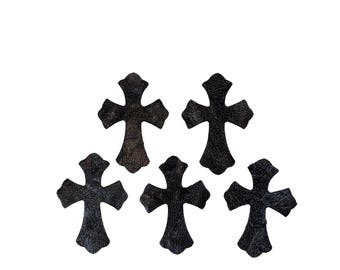 Geniune Leather Cross Applique Set, Punk DIY Patches (5 Pieces)