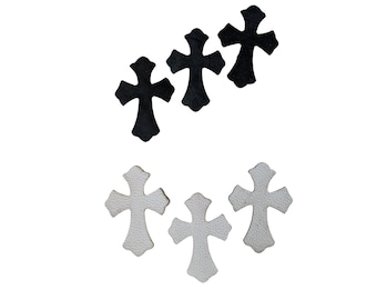 6 pieces of Leather Heart & Punk Cross Applique Set DIY Denim Jacket Patches