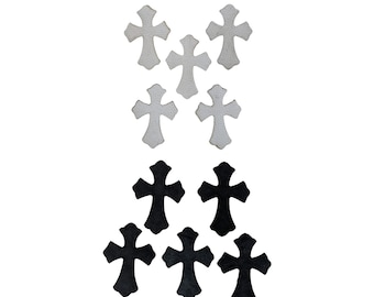 Pack of 10 Leather Heart & Cross Applique Patches  Punk DIY Set geniune leather