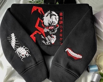 Haftowana bluza z kapturem i motywem Mrocznego Anime, z motywem jednookiego potwora-stonogi, prezent dla fana