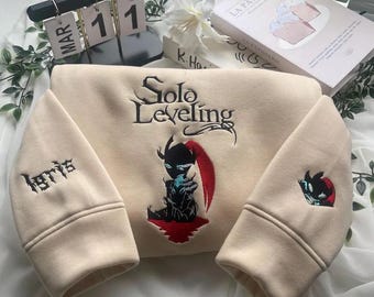 Solo Leveling Hoodie, Embroidered Anime Sweatshirt